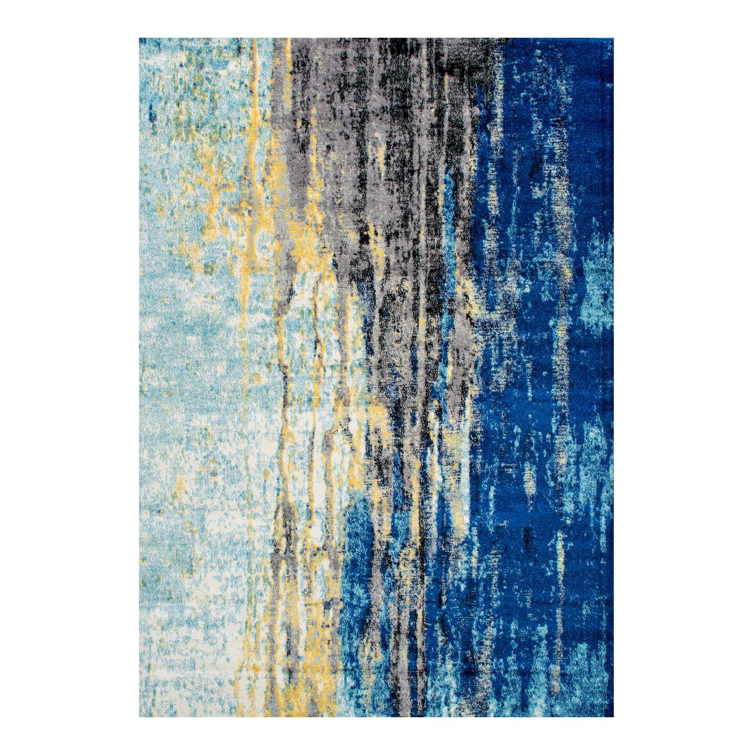 Ren Blue and Yellow Abstract Washable 8' x 10' Rug