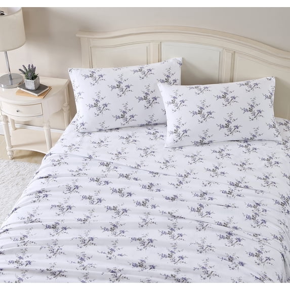 Laura Ashley Brushed Cotton Flannel Sheet Set Color: Jessika Purple Size: FULL SET