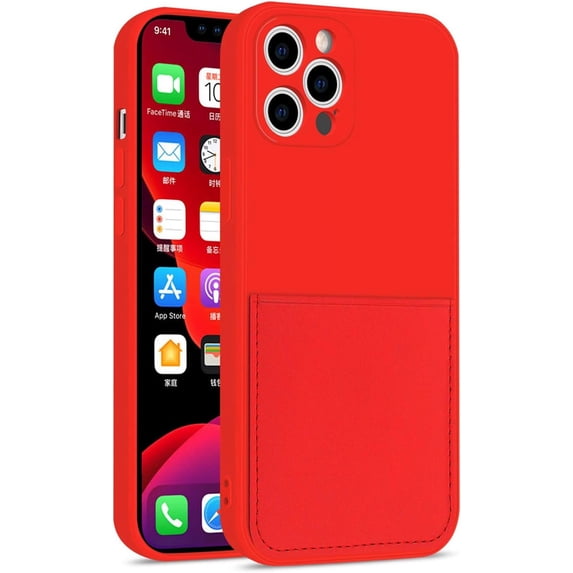 Color Wallet Phone Case Compatible with iPhone 11, Simple Design, Handmade Purse Protective Business Case Hard Back Covers (Red, iPhone 11)