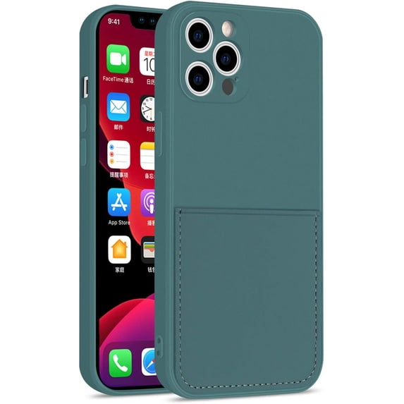 Color Wallet Phone Case Compatible with iPhone X/Xs, Simple Design, Handmade Purse Protective Business Case Hard Back Covers (Green, iPhone X/Xs)
