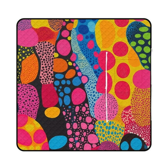 Color Wave Point Geometry Outdoor Picnic Blanket, Foldable Waterproof Beach Mat, Portable Beach Blanket for Beach Camping, Hiking, Family Concerts