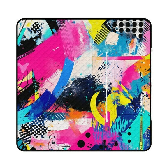 Color Wave Point Geometry Outdoor Picnic Blanket, Foldable Waterproof Beach Mat, Portable Beach Blanket for Beach Camping, Hiking, Family Concerts