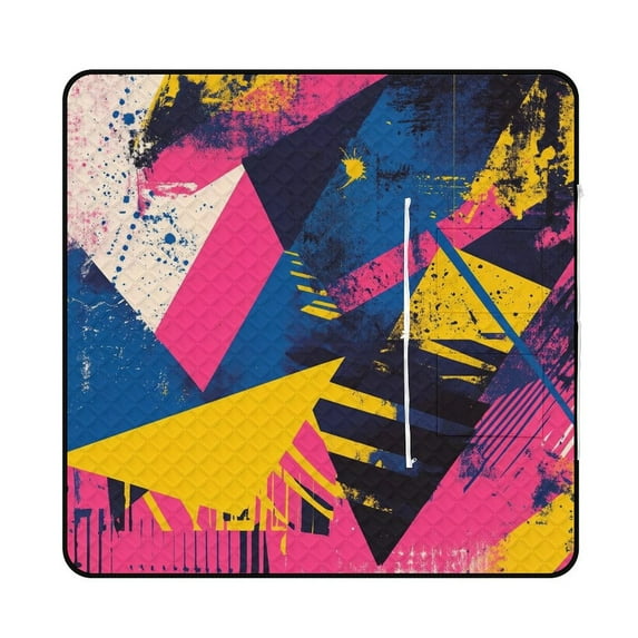 Color Wave Point Geometry Picnic Blanket Waterproof Outdoor Beach Blanket Hand-held Pad Suitable for Travel, Camping, Beach, Family Gatherings