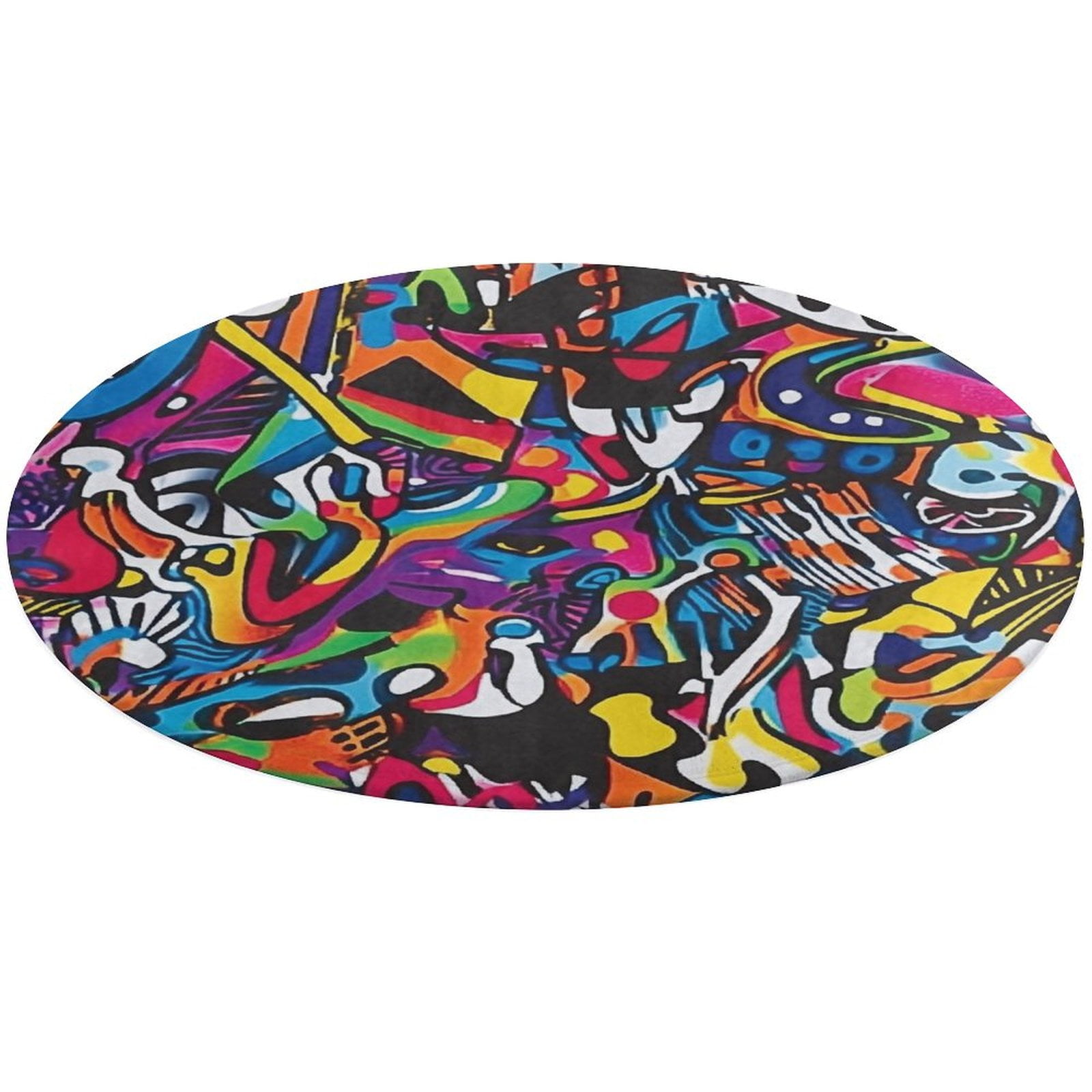 Color Wave Point Geometry Rugs Trea Rugs Not-Slip Round Rugs Area ...