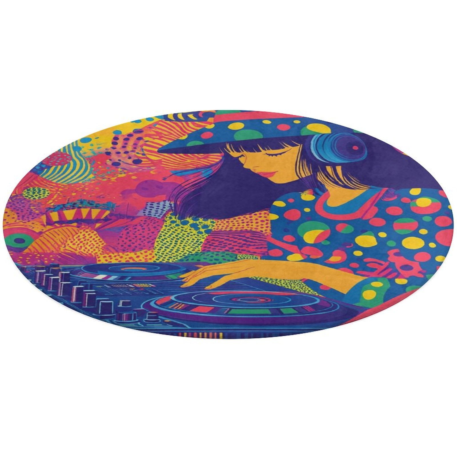 Color Wave Point Geometry Rugs Trea Rugs Not-Slip Round Rugs Area ...