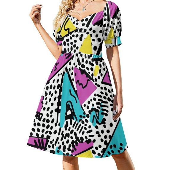 Color Wave Point Geometry Summer Dresses for Women Beach Boho
