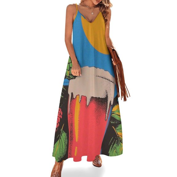 Color Wave Point Geometry Women's Summer Dresses 2025 Beach Casual Sleeveless Floral Print Tank Loose Sundress