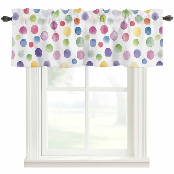 Color Wave Points Window Valance Curtain Abstract Art Rod Pocket Short Curtain for Living Room, Bedroom & Kitchen Window Decor 42x12in