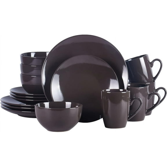 Color Wave Stoneware 16pc Dinnerware Set, Autumn Grey