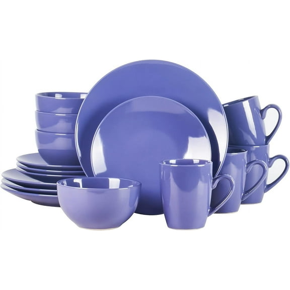 Color Wave Stoneware 16pc Dinnerware Set, Light Blue