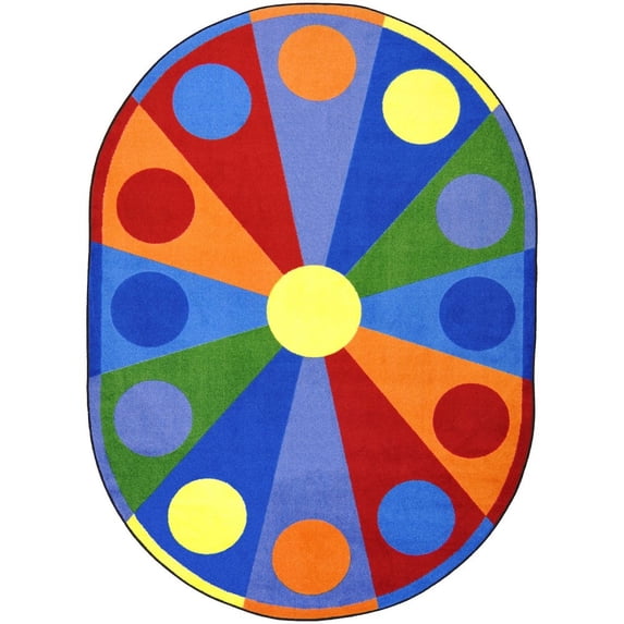 Joy Carpets Kid Essentials Color Wheel 10'9" x 13'2" Oval Area Rug in Color Multi