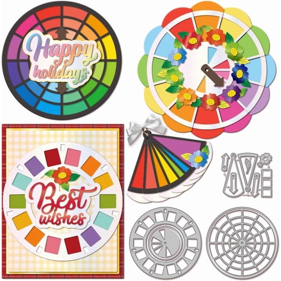 Color Wheel Cutting Dies Metal Flowers Leaves Die Cuts Frame Cutting Embossing Templates for Scrapbooking Crafts Paper Cards Making