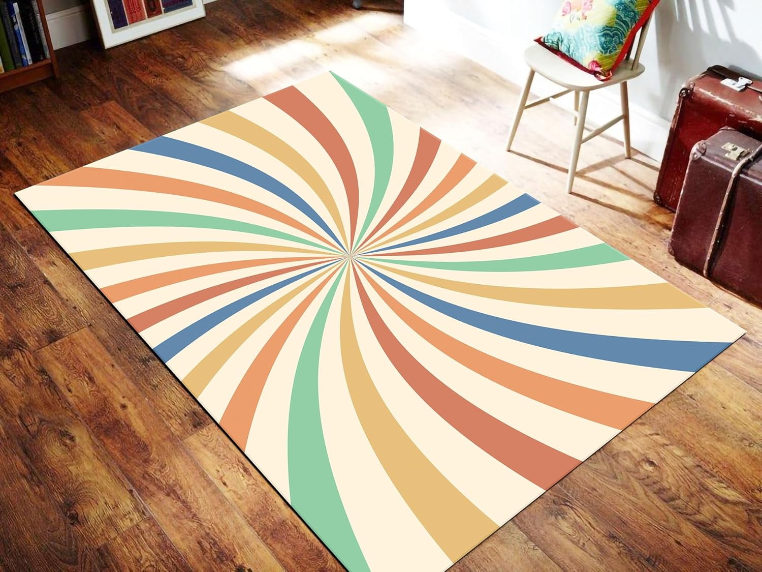 Color Whirl Psyhedelic Area Rug for Living Room,Retro 70 S Fade ...