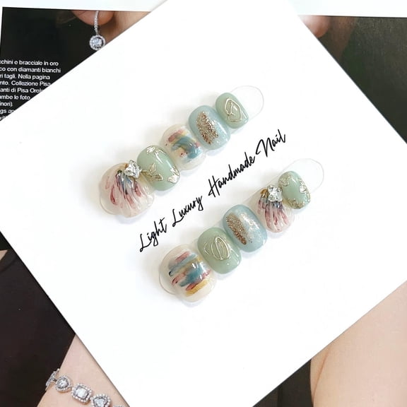 Color Wings Oil Painting Smudge Angel Wings Handmade Wearing Nail Smudge Advanced Nail Patch