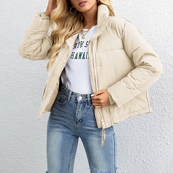 Color Women's Stand Collar Zipper Pocket Thick Warm Jacket Ladies Short down Jacket Women Short down Coat Winter plus Size Coats for Women Dressy for Women off Door down Coat Jacket for Lady Utility