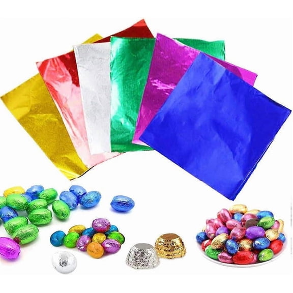 Color Wrapping Aluminum Foil, 600 Sheet Chocolate Candy Paper, Aluminum Candy Wrapping Paper for Chocolate, Candies, DIY, Tea Leaves (6 Colors)