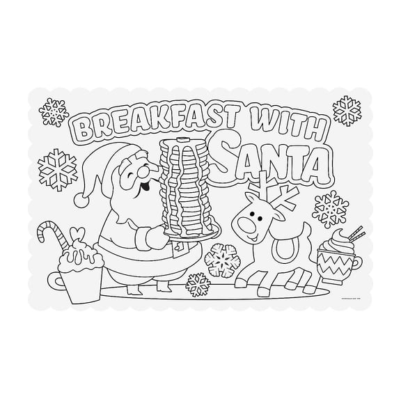 Color You Own Breakfast with Santa Placemats, Craft Kits, Christmas, 12 Pieces