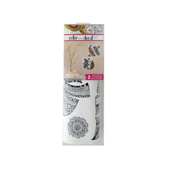 Color Your Decal Feathers Peel & Stick Wall Decals Set (Available in a pack of 12)