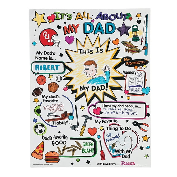Color Your Own All About Dad Poster - Craft Kits - 30 Pieces