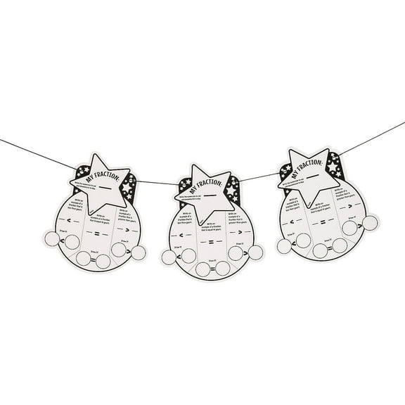 Color Your Own All About Fractions Pennant Banner - Craft Kits - 30 Pieces