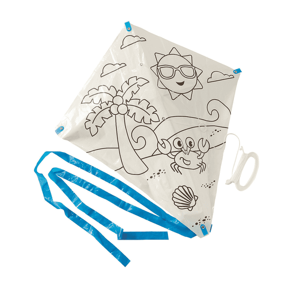 Color Your Own Beach Themed Kites - Craft Kits - 12 Pieces