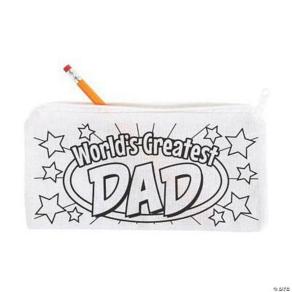 Color Your Own Canvas Father’s Day Pencil Cases, Father's Day, Craft Kits, 12 Pcs