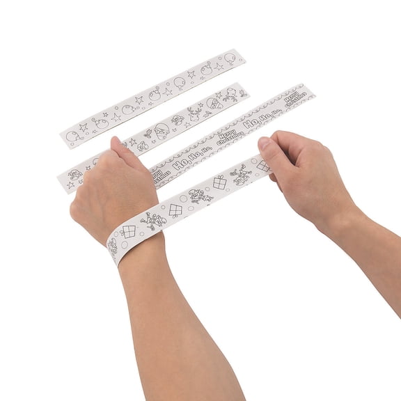 Color Your Own Christmas Slap Bracelets, Craft Kits, Christmas, 48 Pieces
