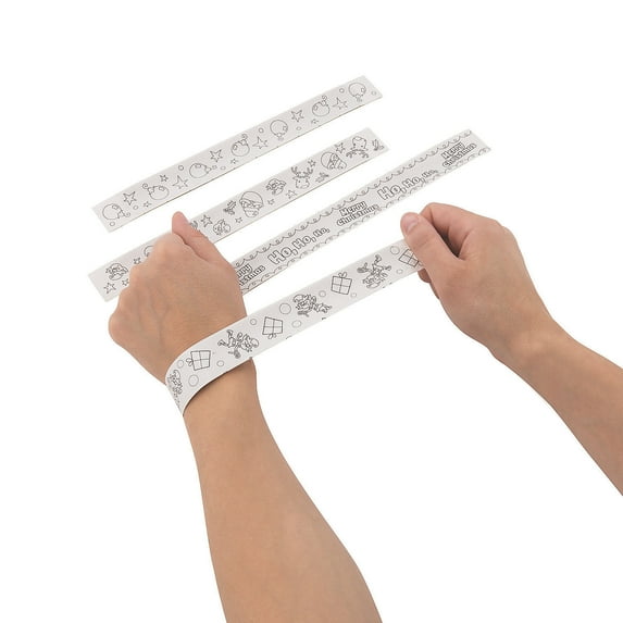 Color Your Own Christmas Slap Bracelets, Craft Kits, Christmas, 48 Pieces