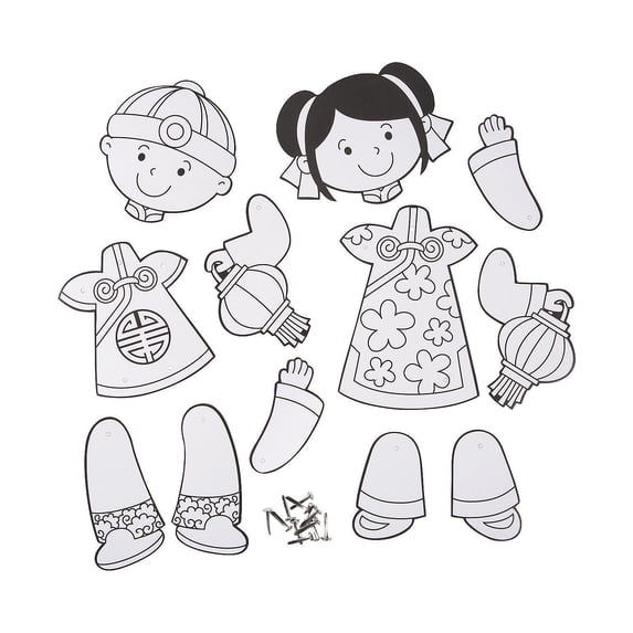 Color Your Own Cny Jointed Cutouts - Craft Kits - 12 Pieces