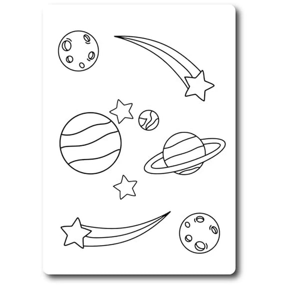 Color Your Own Cute Stars, Planet and Space DIY Coloring Magnet Decal, 5x7 Inch