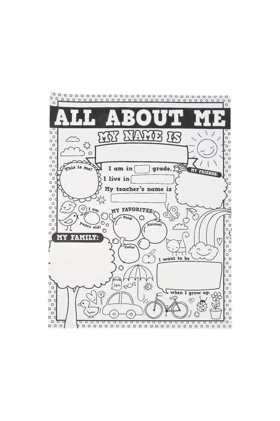 Color Your Own Doodle All About Me Poster - Craft Kits - 30 Pieces