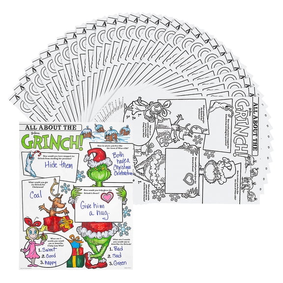 Color Your Own Dr. Seuss All About the Grinch Posters - 30 pieces