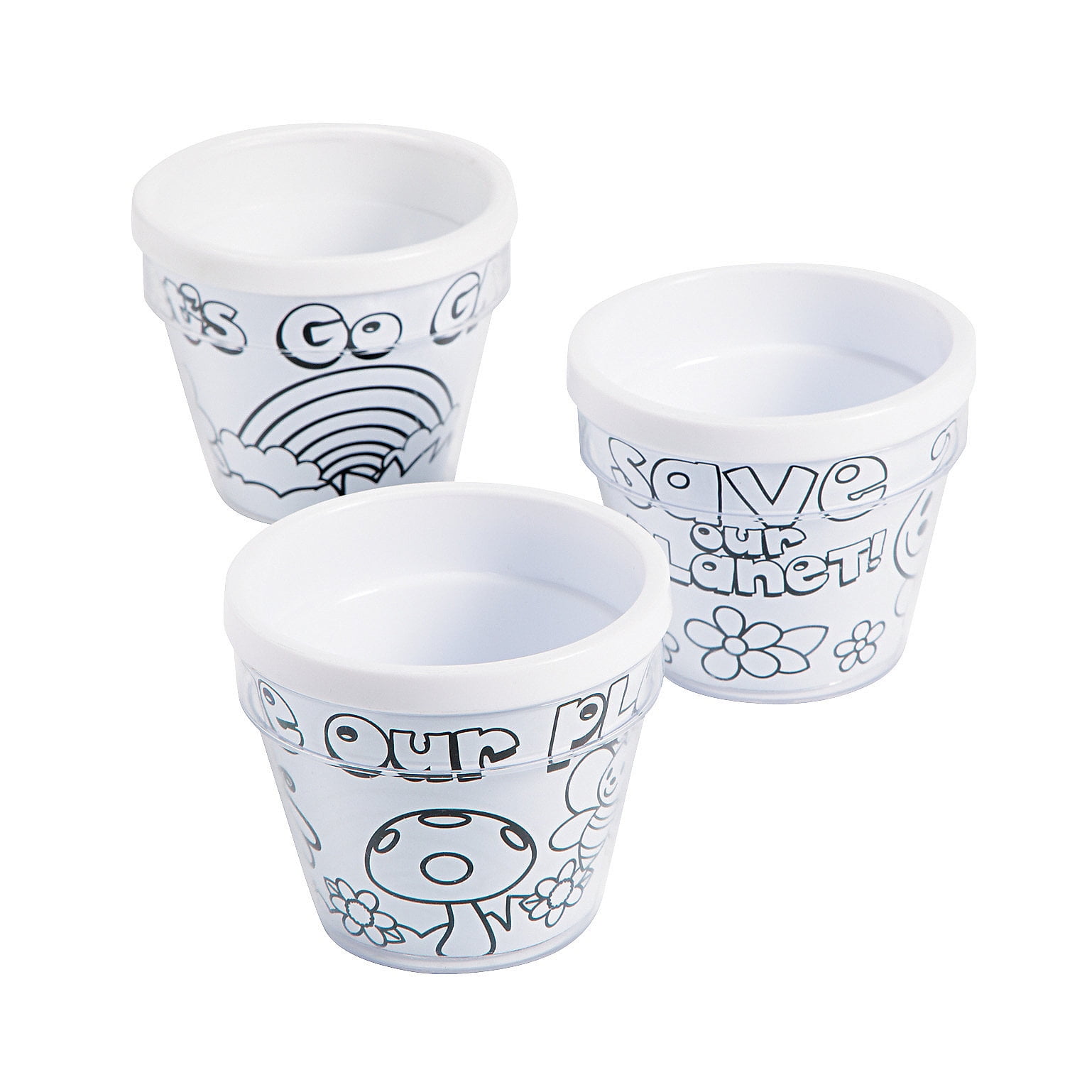 Color Your Own Earth Day Artist flowerpots - Craft Kits - 12 Pieces