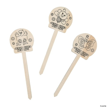 Color Your Own Faith Spring Planter Stakes - 12 pieces