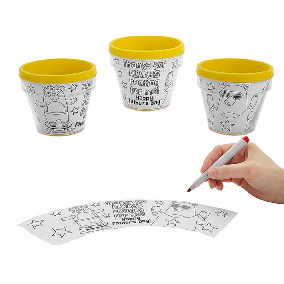Color Your Own Fathers Day Flowerpots 12 Pieces