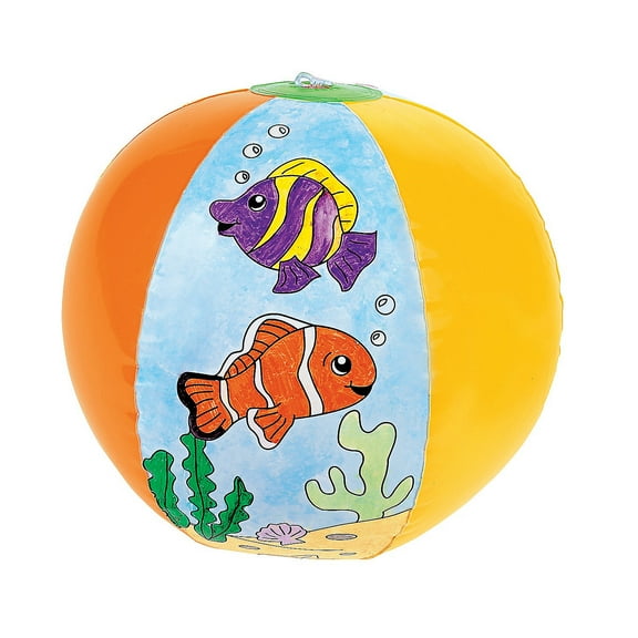 Color Your Own Fish Beach Balls - Craft Kits - 12 Pieces