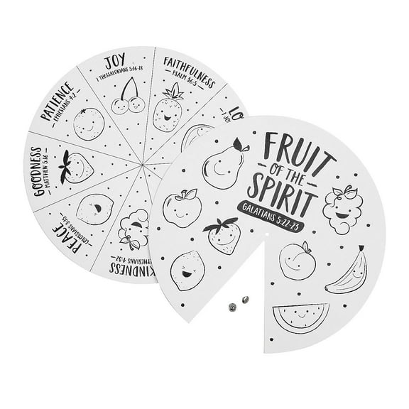 Color Your Own Fruit of the Spirit Wheels, Craft Kits, Party Supplies, 12 Pieces