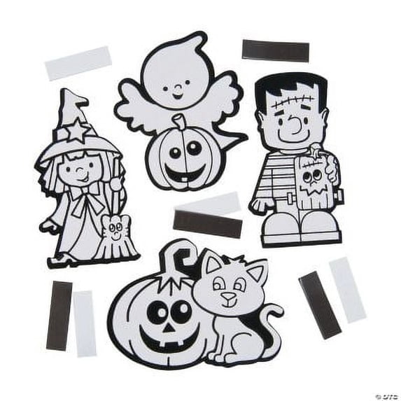 Color Your Own Fuzzy Halloween Magnets, Halloween, Craft Kits, 50 Pieces