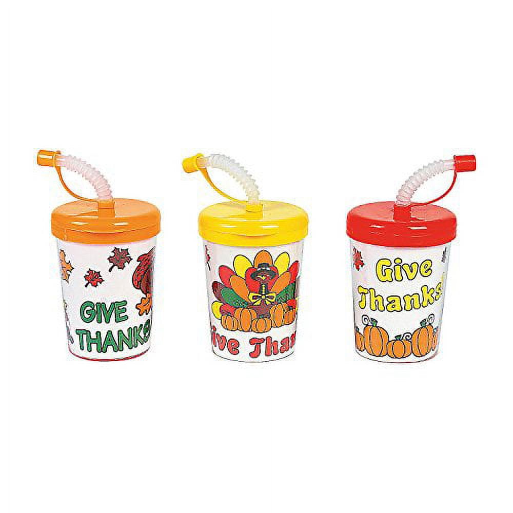 Fun Express Dino Dig Cups with Lids & Straws - 8 Pieces