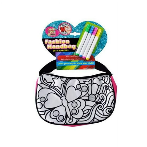 Color Your Own Glitter Fashion Handbag with Markers - Pack of 16