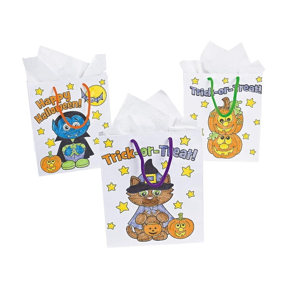 Color Your Own Halloween Bags - Craft Kits - 12 Pieces
