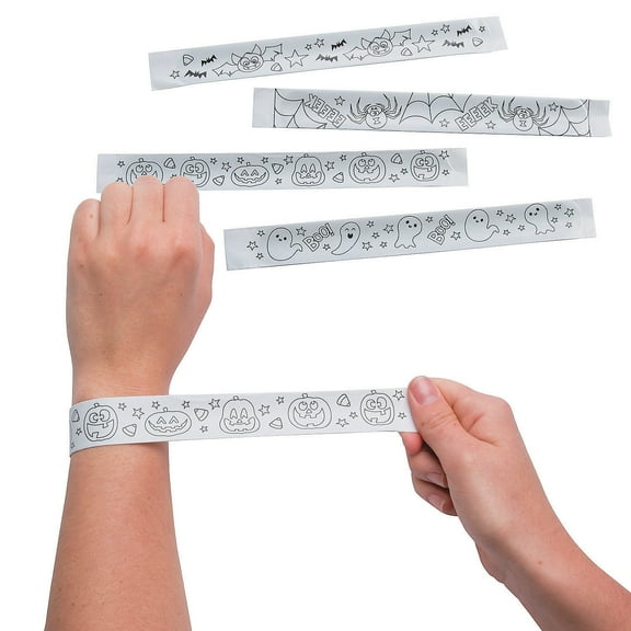 Color Your Own Halloween Slap Bracelets, Craft Kits, Halloween, 48 Pieces