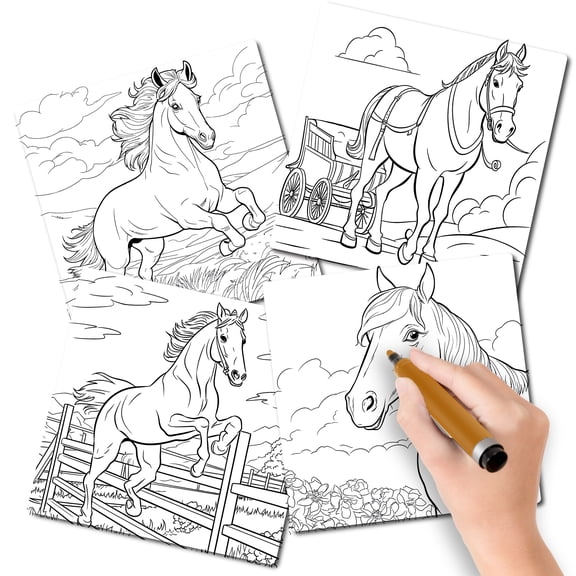 Color Your Own Horse Animal Pack, 4 Piece DIY Magnet Decal Pack, 6x6 Inches