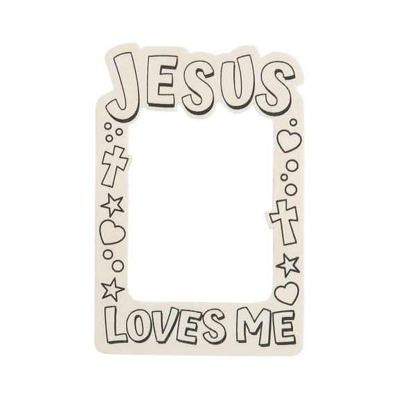 Color Your Own Jesus Loves Me Picture Frame Magnets, Craft Kits, Party Supplies, 12 Pieces
