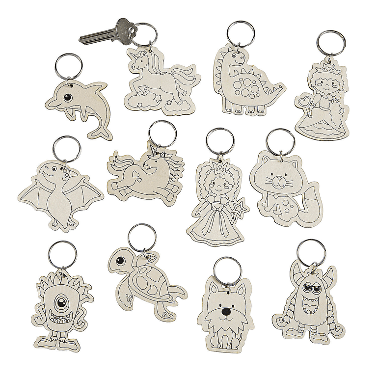 Color Your Own Keychain Assortment, Birthday, Craft Kits, 144