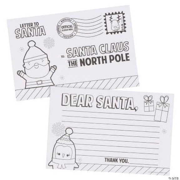 Color Your Own Letter to Santa Postcards, Christmas, Craft Kits, 24 Pieces