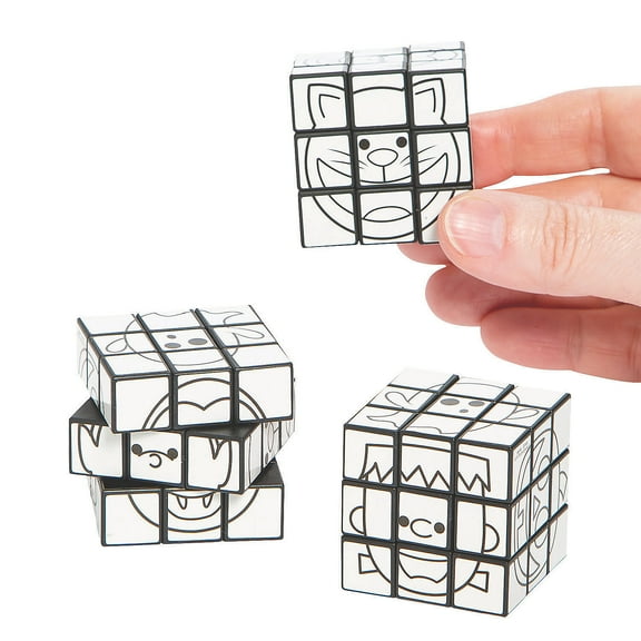 Color Your Own Mini Halloween Magic Cubes - Craft Kits - 12 Pieces