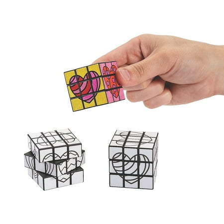 Color Your Own Mini Valentine Magic Cubes - Craft Kits - 12 Pieces