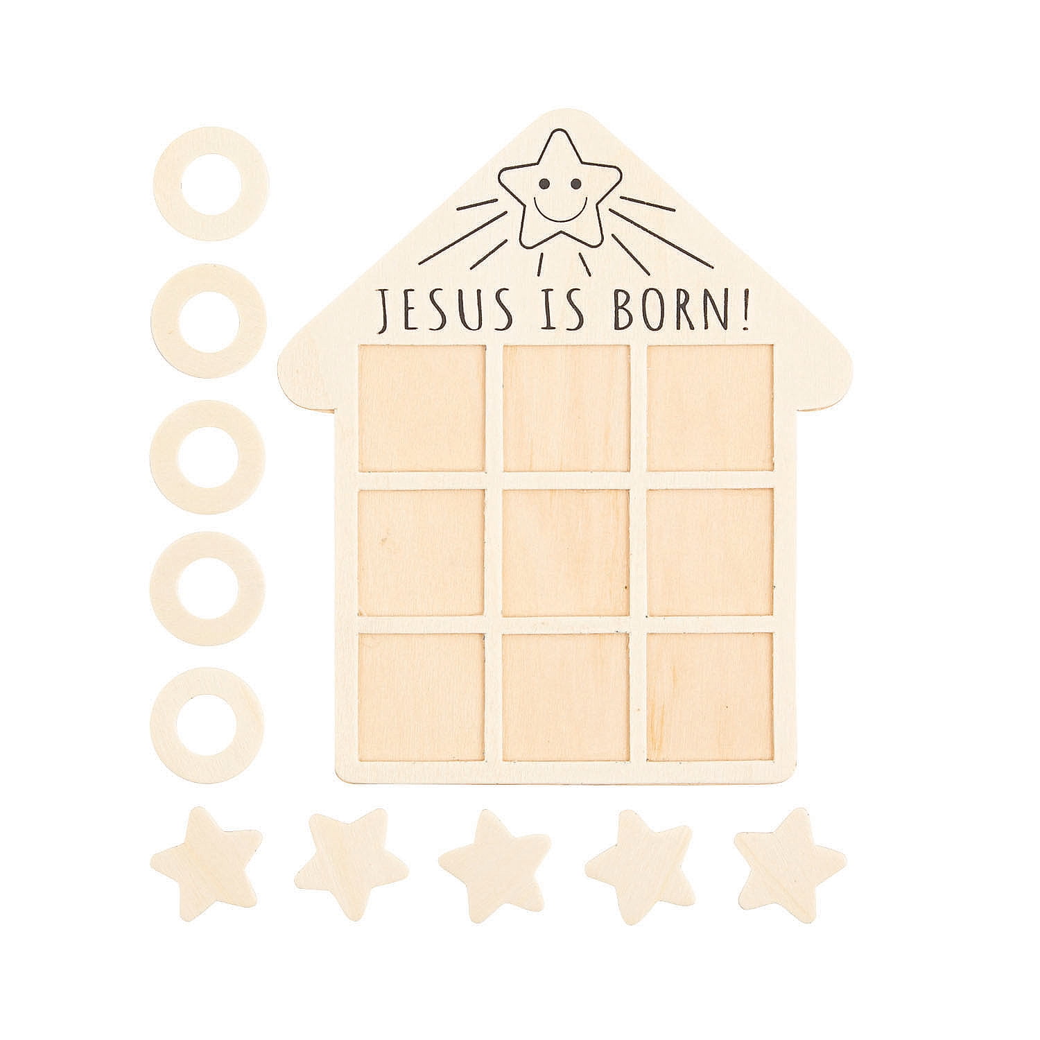 Color Your Own Nativity Tic-Tac-Toe Games, Craft Kits, Christmas, 12 Pieces