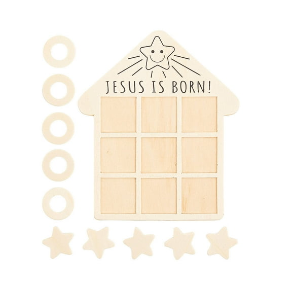 Color Your Own Nativity Tic-Tac-Toe Games, Craft Kits, Christmas, 12 Pieces